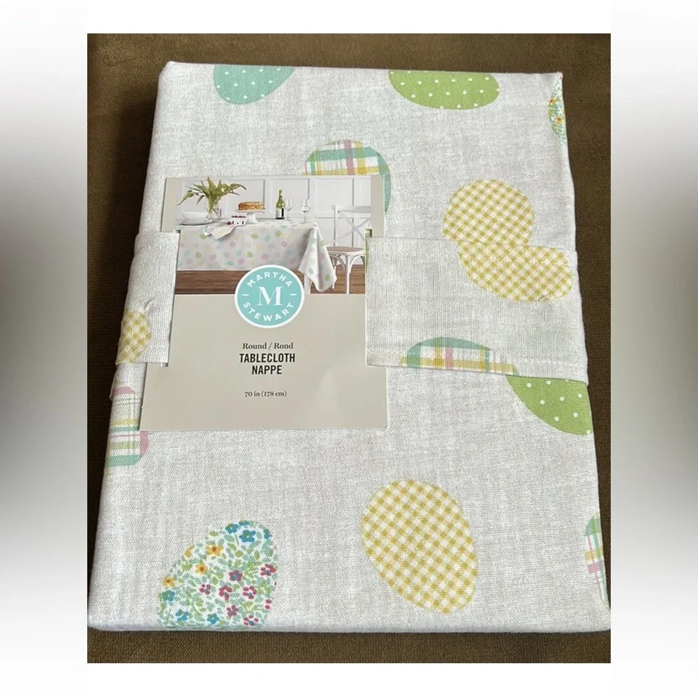 Martha Stewart Easter Eggs Theme Tablecloth 70” Round New Pastel - Picture 1 of 2